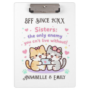 BFF Since 20XX Cute Sisters Best friend Photo Name Clipboard