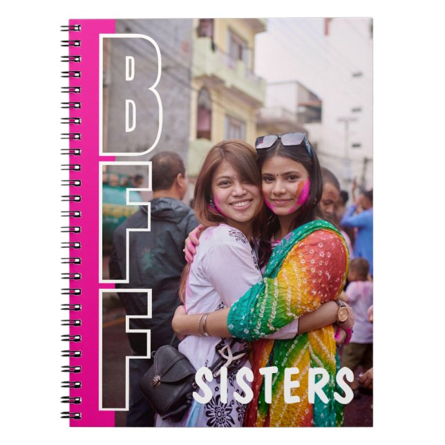 BFF Sisters Photo Illusion Magenta Notebook (Front)