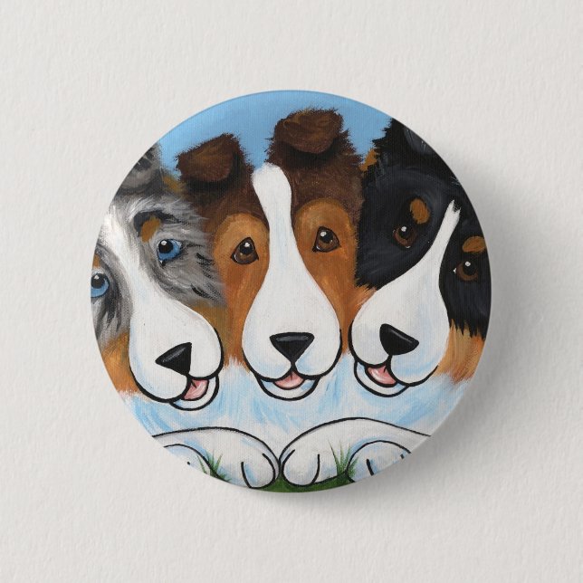 "BFF's" Sable, Tri Colour and Sable Shelties 2 Inch Round Button (Front)