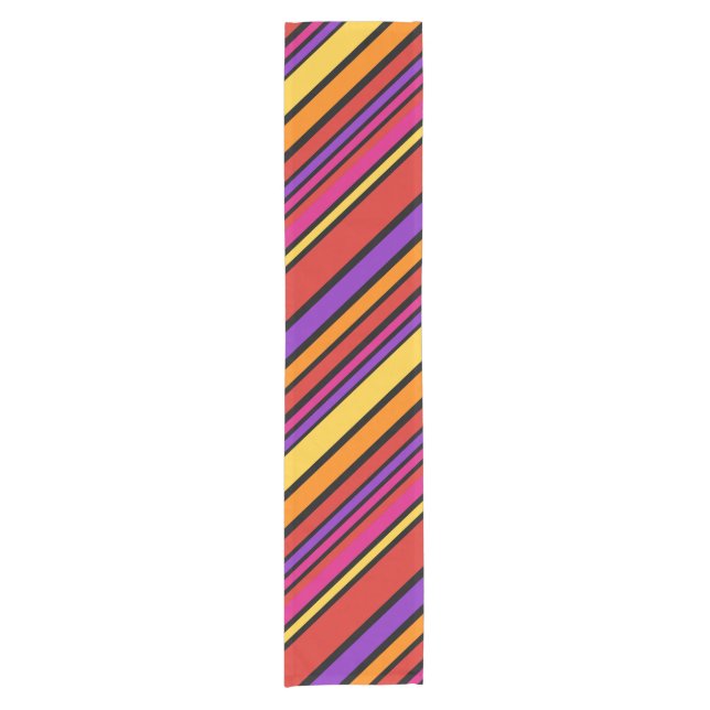 BG Stripes Pattern coloured I + your backgr. Short Table Runner (Front)