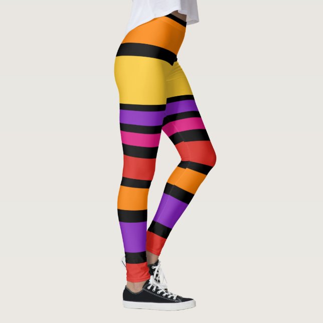 BG Stripes Pattern coloured I + your background Leggings (Right)
