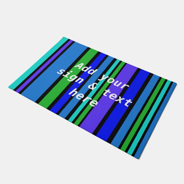 BG Stripes Pattern coloured IV + your back & idea Doormat (Angled)