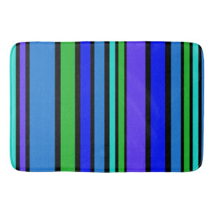 BG Stripes Pattern coloured IV + your backgr. Bath Mat
