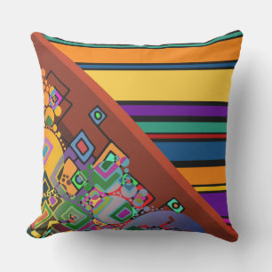 BG Stripes Pattern coloured IX + abstract art Throw Pillow