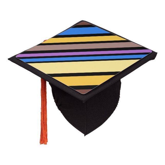 BG Stripes Pattern coloured VI + your back & idea Graduation Cap Topper (Angled)