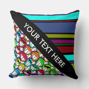 BG Stripes Pattern coloured X + cool smilies Throw Pillow