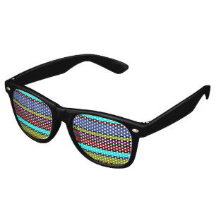 BG Stripes Pattern coloured X + your background Retro Sunglasses