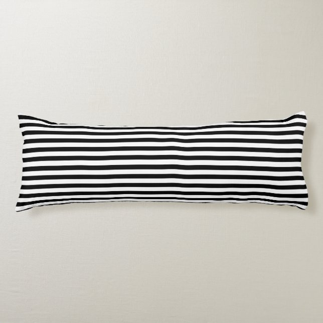 BG Stripes Pattern narrow black + your background Body Pillow (Front)