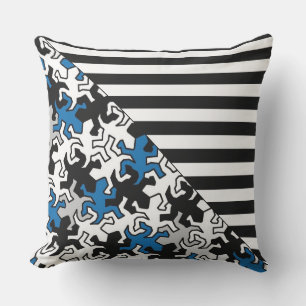 BG Stripes Pattern wide black + geckos mosaic Outdoor Pillow
