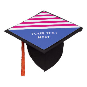 BG Stripes Pattern wide white + your backg. & idea Graduation Cap Topper