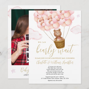 BGirl Baby Shower By Mail Teddy Bear Phot Invitation