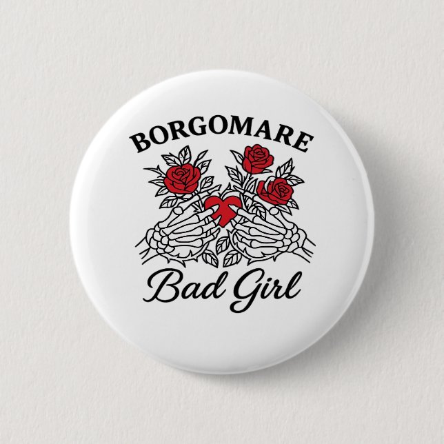 Bgm Bad Girl II Skeleton Heart Hands Edgy Vibe 2 Inch Round Button (Front)