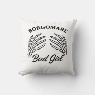 Bgm Bad Girl II Skeleton Heart Hands Edgy Vibe Throw Pillow