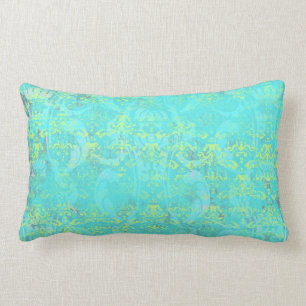 BGTPD TROPICAL DAMASK PATTERN LIGHT BLUE YELLOW GR LUMBAR PILLOW