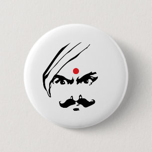 Bharathiyar Angry Face Tamil Poet Quote 2 Inch Round Button