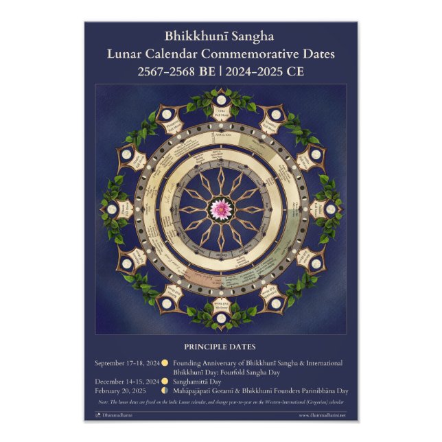 Bhikkhunī Sangha  Lunar Calendar 2024-2025 Photo Print (Front)