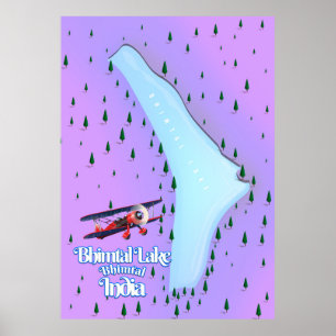 Bhimtal Lake Bhimtal India travel poster. Poster