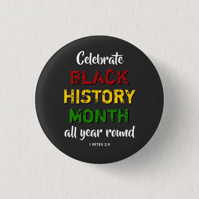 BHM Celebrate Black History Month Bible Christian 1 Inch Round Button (Front)