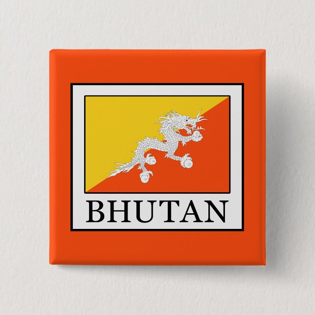 Bhutan 2 Inch Square Button (Front)