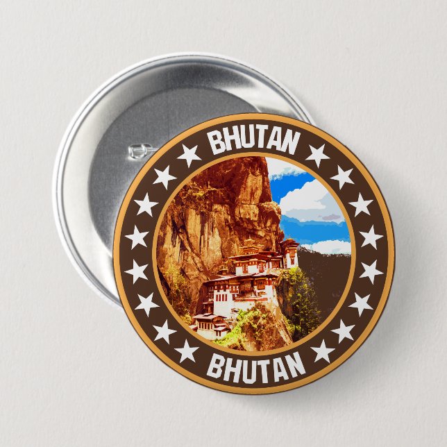 Bhutan                                             3 inch round button (Front & Back)