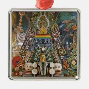 Bhutan. Ceremonial cakes made by monks adorn the 2 Metal Ornament