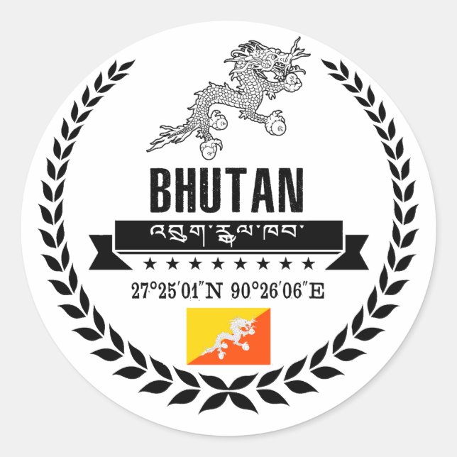 Bhutan Classic Round Sticker (Front)