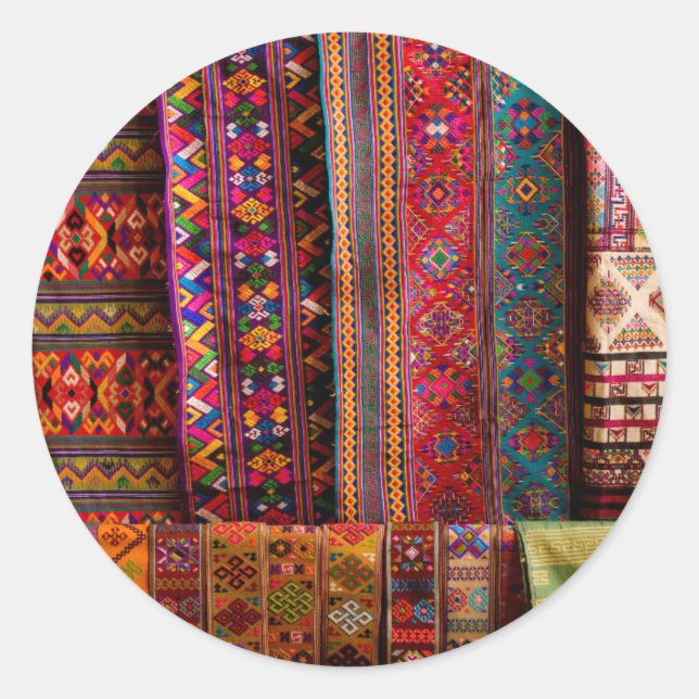 Bhutan fabrics for sale classic round sticker (Front)