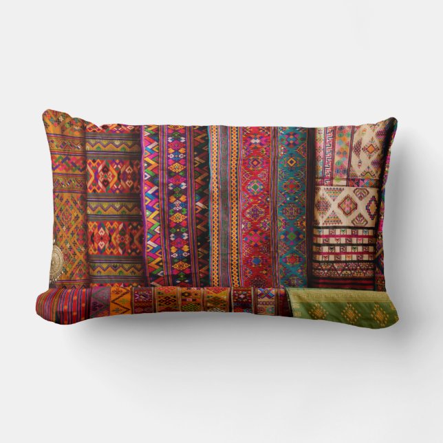 Bhutan fabrics for sale lumbar pillow (Front)