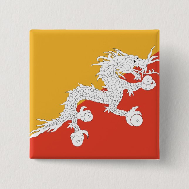 Bhutan Flag 2 Inch Square Button (Front)