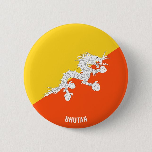 Bhutan Flag Cute Patriotic 2 Inch Round Button (Front)