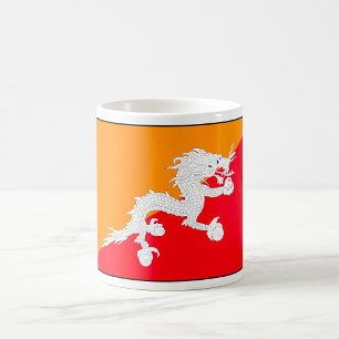 Bhutan Flag Design with White Dragon Coffee Mug