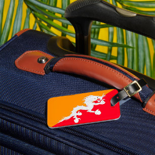 Bhutan Flag Design with White Dragon Luggage Tag
