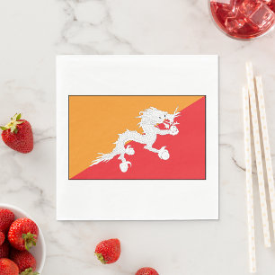 Bhutan Flag Design with White Dragon Napkin
