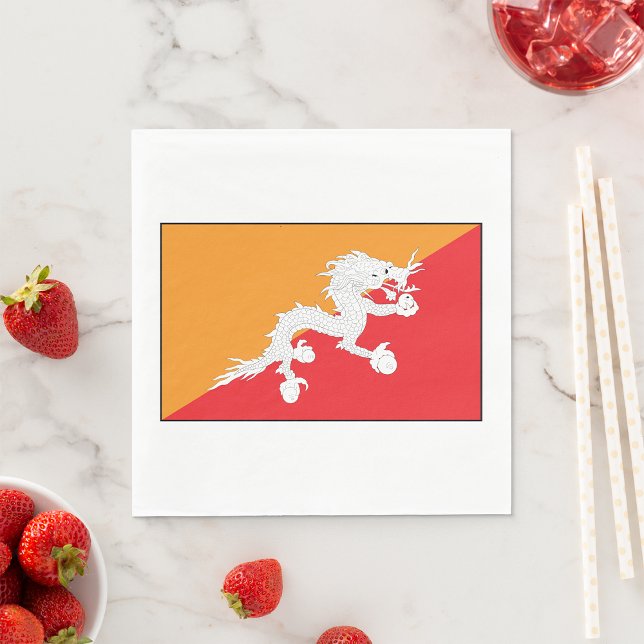 Bhutan Flag Design with White Dragon Napkin (Creator Uploaded)