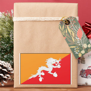 Bhutan Flag Design with White Dragon Sticker