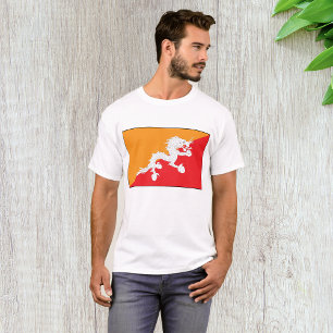 Bhutan Flag Design with White Dragon T-Shirt
