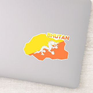 Bhutan Flag In The Country Map
