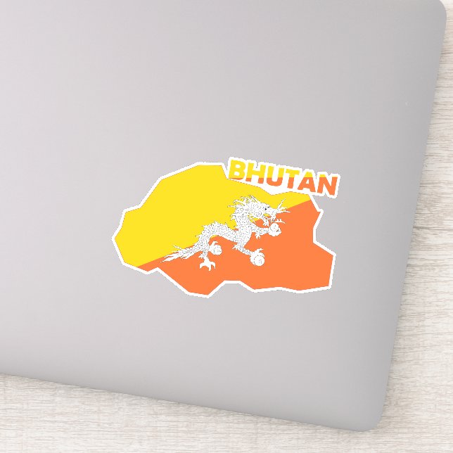 Bhutan Flag In The Country Map (Detail)