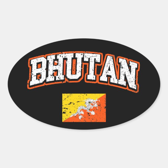 Bhutan Flag Oval Sticker (Front)