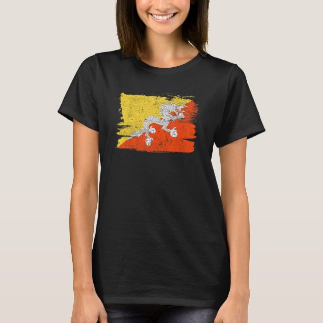 Bhutan Flag Pride Friendship Proud Peace Retro Vin T-Shirt (Front)