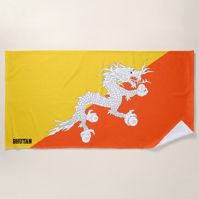 Bhutan Flag Splendid Patriotic Beach Towel (Front)