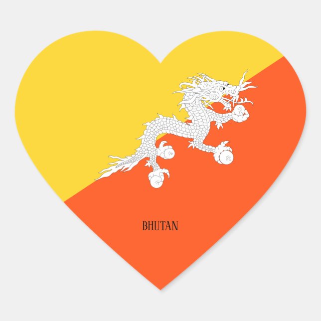Bhutan Flag Splendid Patriotic Heart Sticker (Front)