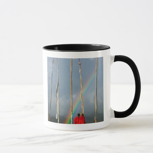Bhutan, Gangtey village, Rainbow over two Mug (Right)