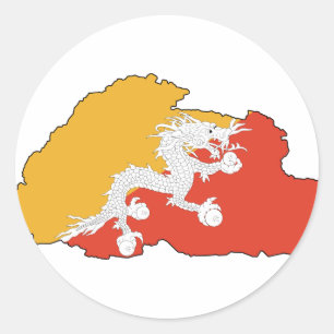 Bhutan map BT Classic Round Sticker