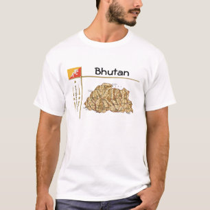 Bhutan Map + Flag + Title T-Shirt