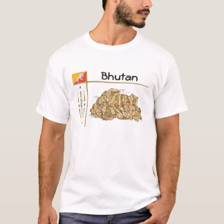 Bhutan Map + Flag + Title T-Shirt