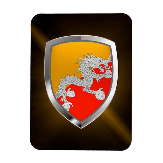 Bhutan Metallic Emblem Magnet (Vertical)