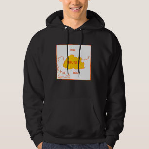 Bhutan Political map in flag colours. Neighbouring Hoodie