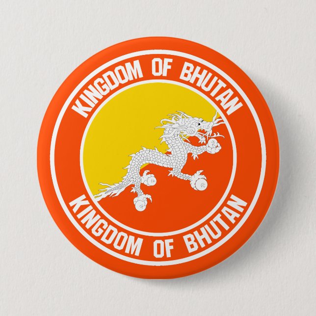 Bhutan Round Emblem 3 Inch Round Button (Front)