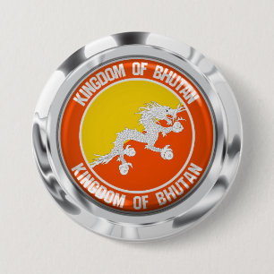 Bhutan Round Emblem 3 Inch Round Button